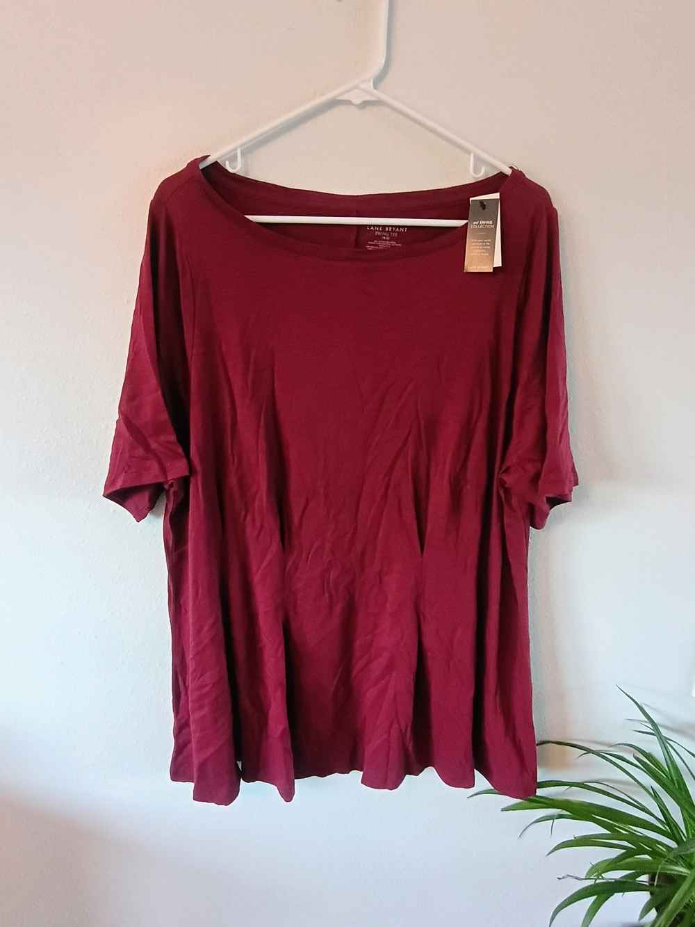 Lane Bryant Swing Tee 18/20 Burgundy Wine Red Cotton Modal Short Sleeve NWT